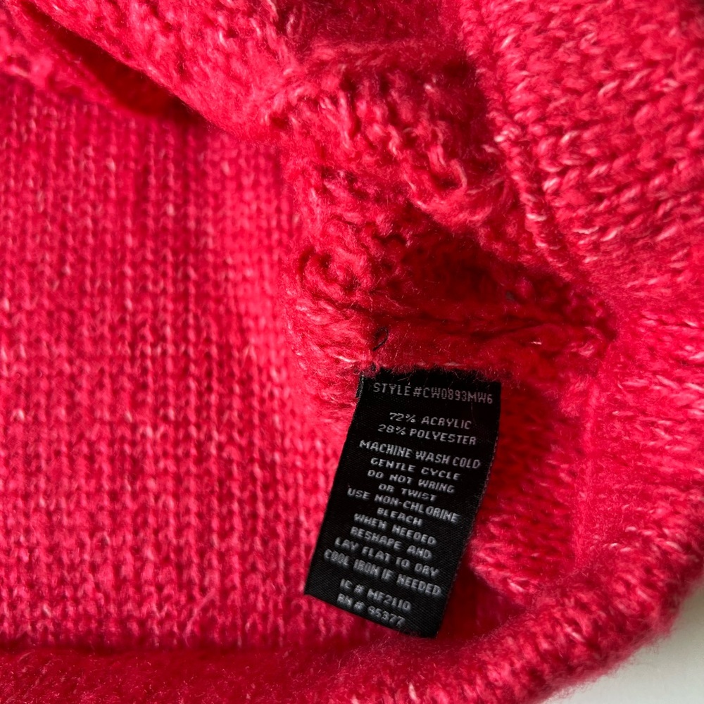 Sanctuary Cable Knit Cropped Sweater Sz S Neon Pink Mock Neck Stretch Sweater - Picture 9 of 13